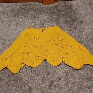 moon & madison Mustard Knit Poncho